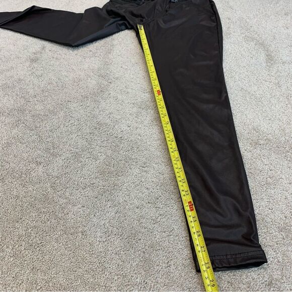 HUE dark chocolate brown faux leather zipper detail leggings Sz S - Picture 7 of 9